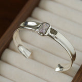 Minimal Rectangular Zircon Open Cuff Bracelet - floysun