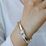 Minimal Rectangular Zircon Open Cuff Bracelet - floysun