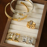 Minimal Rectangular Zircon Open Cuff Bracelet - floysun