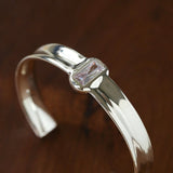 Minimal Rectangular Zircon Open Cuff Bracelet - floysun
