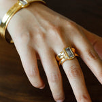 Minimal Rectangular Zircon Open Cuff Bracelet - floysun