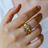 Minimal Rectangular Zircon Open Ring - floysun