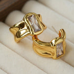 Minimal Rectangular Zircon Stud Earrings - floysun