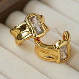 Minimal Rectangular Zircon Stud Earrings - floysun