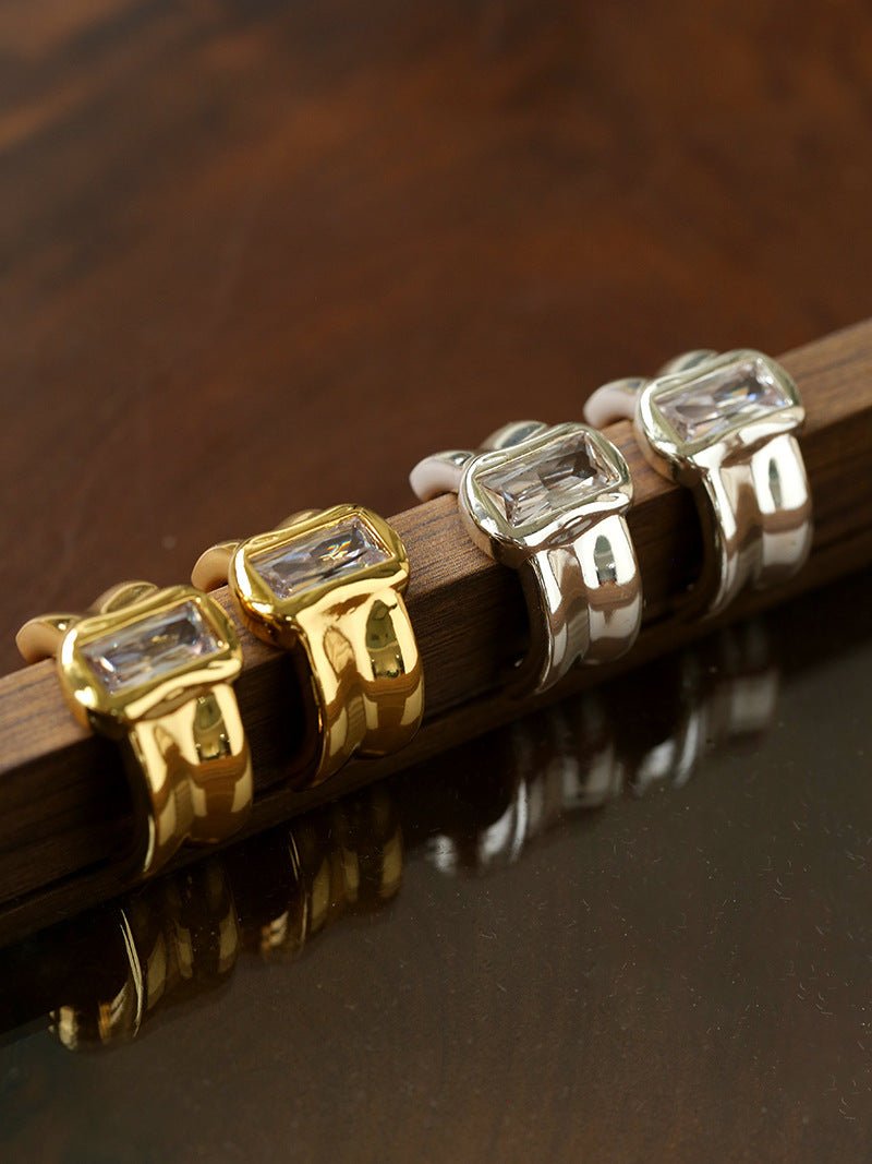 Minimal Rectangular Zircon Stud Earrings - floysun