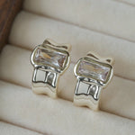 Minimal Rectangular Zircon Stud Earrings - floysun