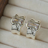 Minimal Rectangular Zircon Stud Earrings - floysun