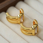 Minimal Rectangular Zircon Stud Earrings - floysun