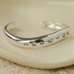 Minimal Scattered Mixed-Cut Zircon Open Cuff Bracelet - floysun