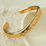 Minimal Scattered Mixed-Cut Zircon Open Cuff Bracelet - floysun