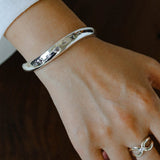 Minimal Scattered Mixed-Cut Zircon Open Cuff Bracelet - floysun
