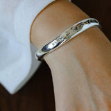 Minimal Scattered Mixed-Cut Zircon Open Cuff Bracelet - floysun