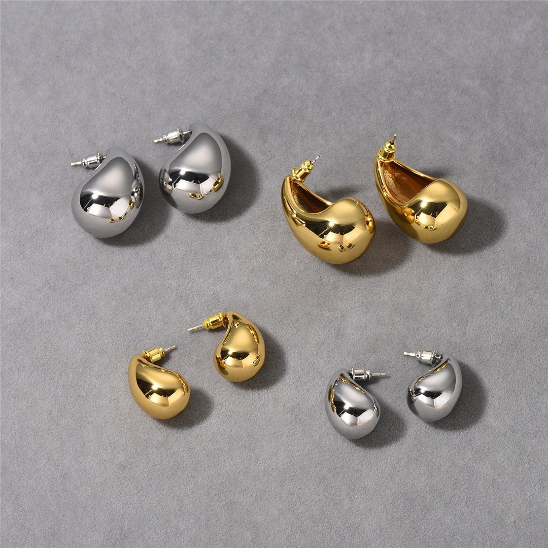 Minimal Sculptural C - Shape Teardrop Stud Earrings - floysun