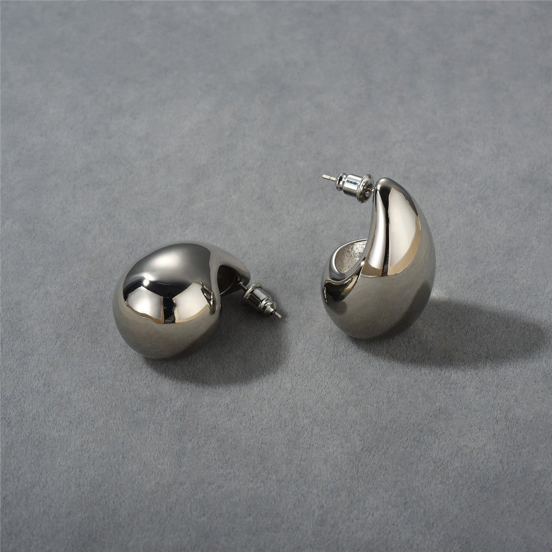 Minimal Sculptural C - Shape Teardrop Stud Earrings - floysun