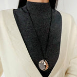 Minimal Silver Comb Pendant Leather Necklace - floysun