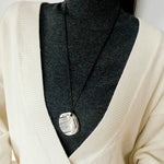 Minimal Silver Comb Pendant Leather Necklace - floysun