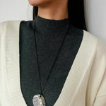 Minimal Silver Comb Pendant Leather Necklace - floysun
