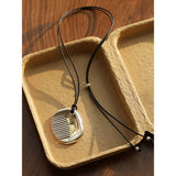 Minimal Silver Comb Pendant Leather Necklace - floysun