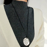 Minimal Silver Comb Pendant Leather Necklace - floysun