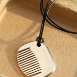 Minimal Silver Comb Pendant Leather Necklace - floysun