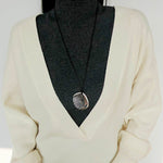 Minimal Silver Comb Pendant Leather Necklace - floysun