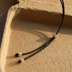 Minimal Silver Comb Pendant Leather Necklace - floysun