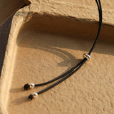 Minimal Silver Comb Pendant Leather Necklace - floysun