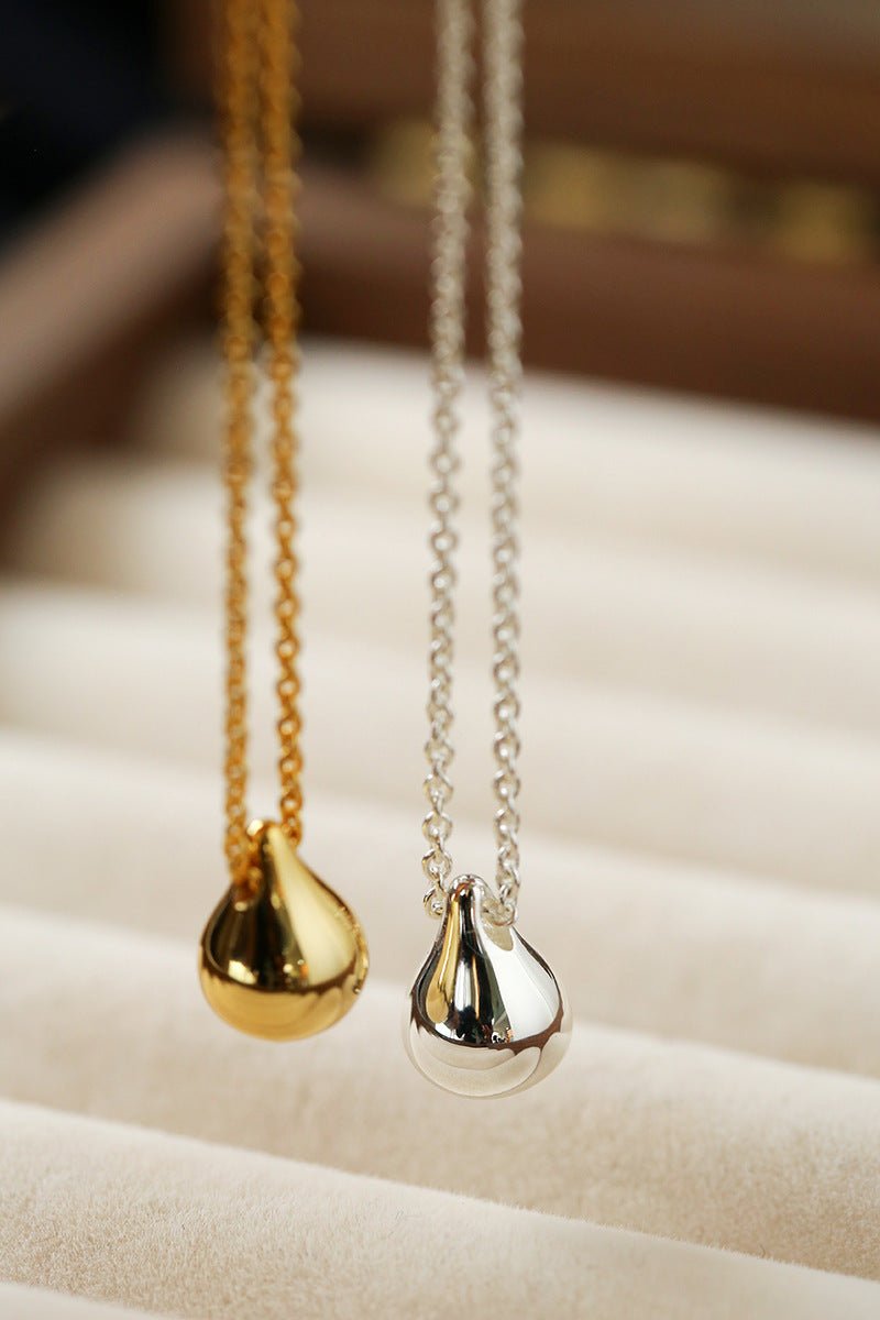 Minimal Solid Teardrop Pendant Chain Necklace - floysun