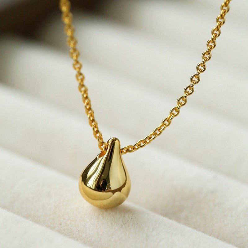 Minimal Solid Teardrop Pendant Chain Necklace - floysun