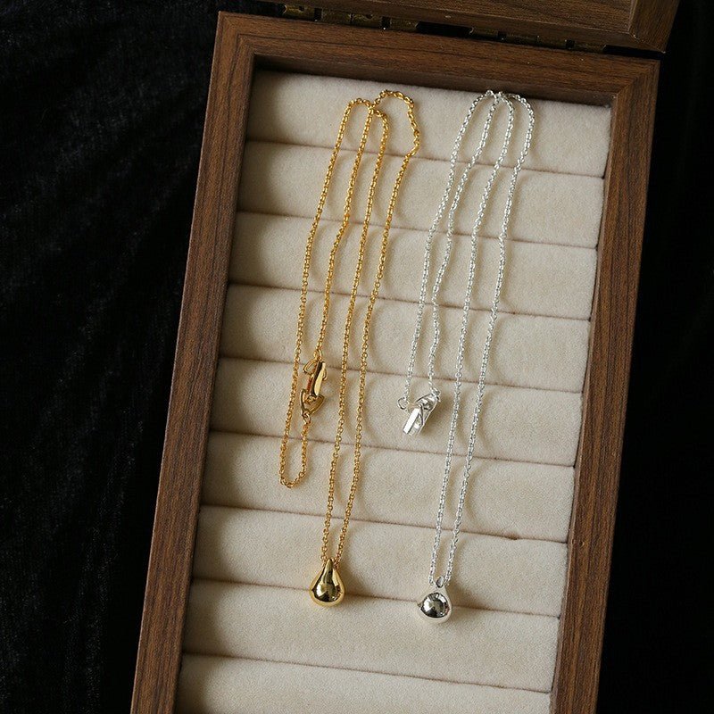 Minimal Solid Teardrop Pendant Chain Necklace - floysun