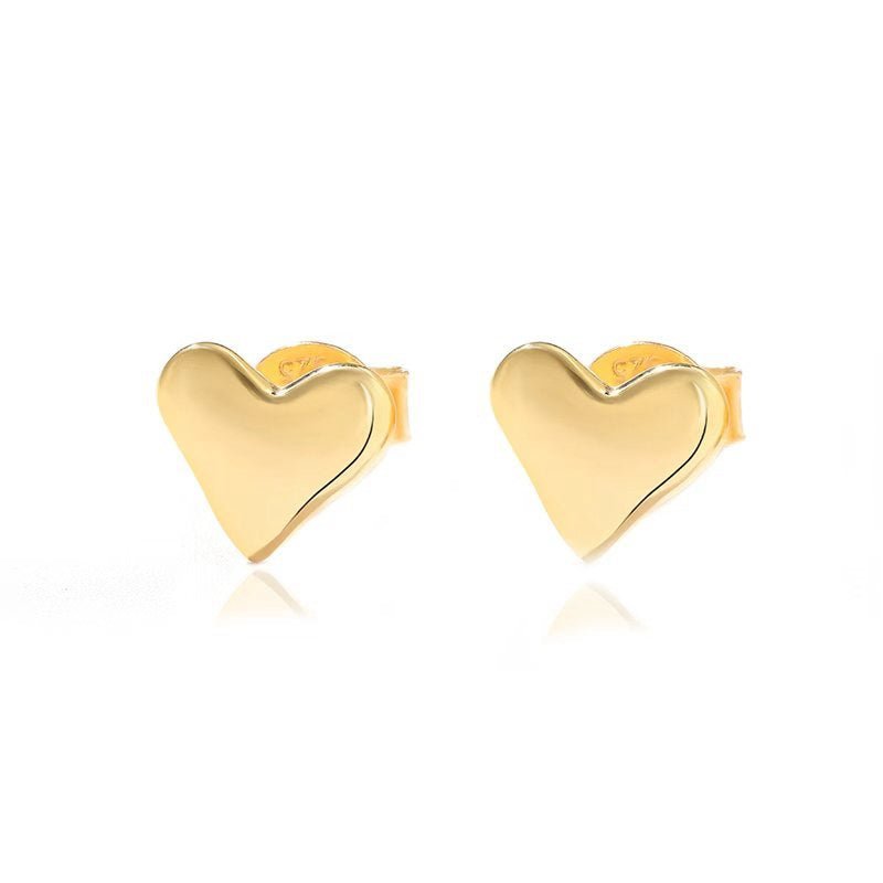 Minimalist 3D Heart Stud Earrings - Sleek 925 Sterling Silver Daily Studs - floysun