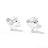 Minimalist 3D Heart Stud Earrings - Sleek 925 Sterling Silver Daily Studs - floysun