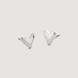 Minimalist 3D Heart Stud Earrings - Sleek 925 Sterling Silver Daily Studs - floysun