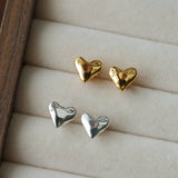 Minimalist 3D Heart Stud Earrings - Sleek 925 Sterling Silver Daily Studs - floysun
