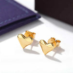 Minimalist 3D Heart Stud Earrings - Sleek 925 Sterling Silver Daily Studs - floysun
