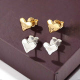 Minimalist 3D Heart Stud Earrings - Sleek 925 Sterling Silver Daily Studs - floysun