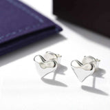 Minimalist 3D Heart Stud Earrings - Sleek 925 Sterling Silver Daily Studs - floysun