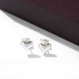Minimalist 3D Heart Stud Earrings - Sleek 925 Sterling Silver Daily Studs - floysun