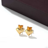 Minimalist 3D Heart Stud Earrings - Sleek 925 Sterling Silver Daily Studs - floysun
