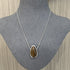 Minimalist 925 Silver Teardrop Pendant Necklace - Wood Grain Stone - floysun
