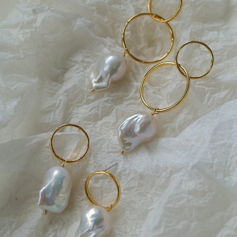 Minimalist Baroque Drop Circle Statement Earrings - floysun