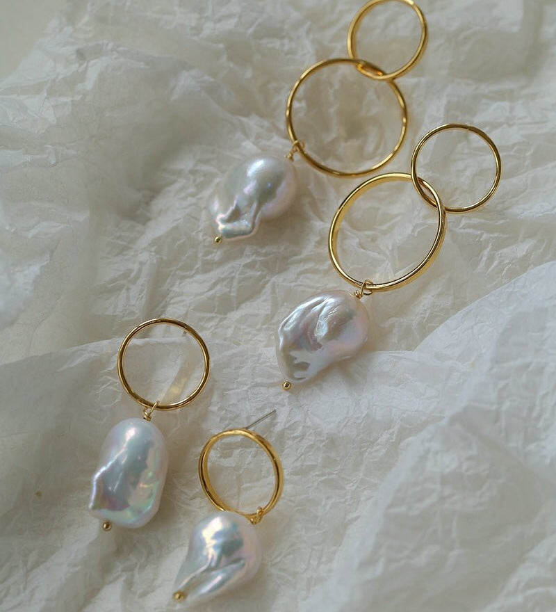 Minimalist Baroque Drop Circle Statement Earrings - floysun