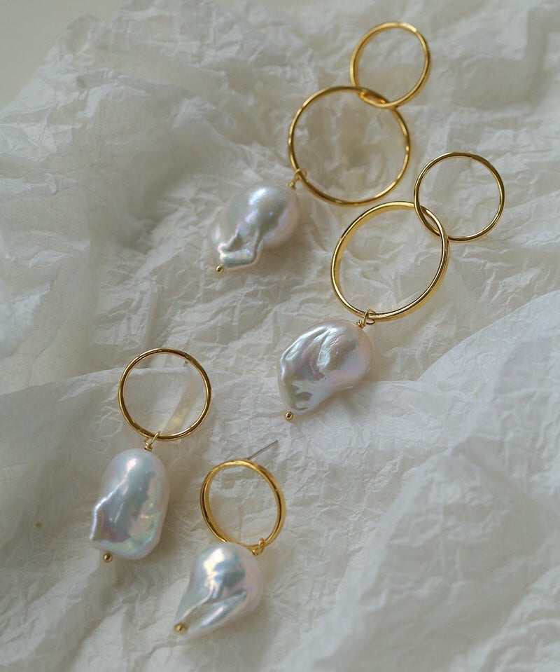 Minimalist Baroque Drop Circle Statement Earrings - floysun