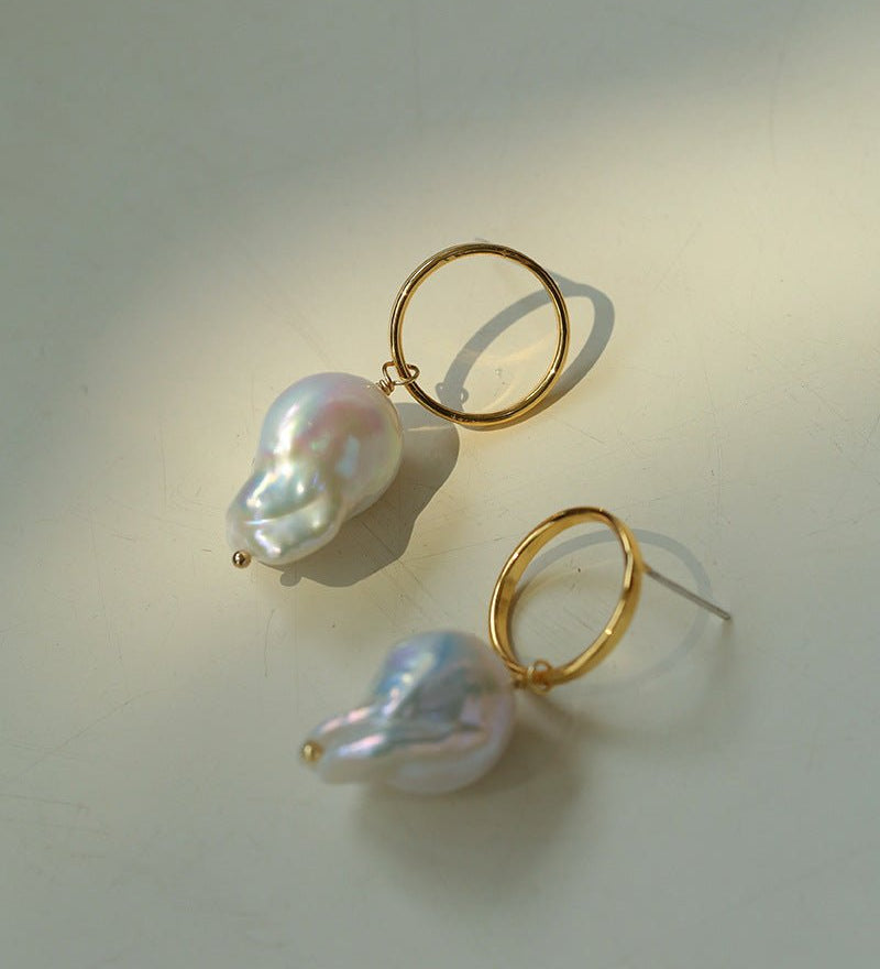 Minimalist Baroque Drop Circle Statement Earrings - floysun