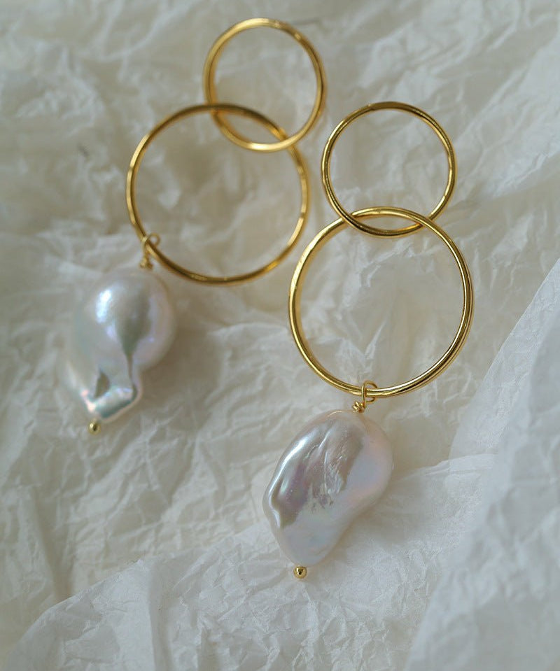 Minimalist Baroque Drop Circle Statement Earrings - floysun
