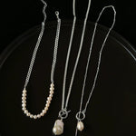Minimalist Baroque Pearl Chain Necklace - floysun