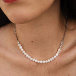 Minimalist Baroque Pearl Silver Chain Necklace - Style A - floysun