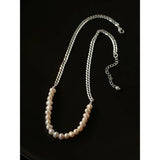 Minimalist Baroque Pearl Silver Chain Necklace - Style A - floysun