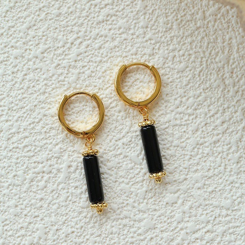 Minimalist Black Agate Chain Necklace - floysun