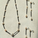 Minimalist Black Glass & Freshwater Pearl Beaded Necklace - floysun
